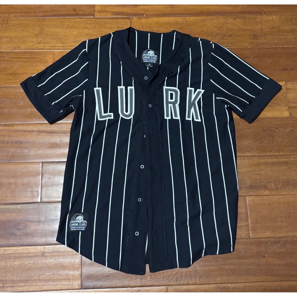 Lurking Class|Sketchy Tank|Black Pinstripe Baseball Jersey|Skate Streetwear|Med‎